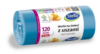 WORKI NA ŚMIECI STELLA, Z USZAMI, 120 L, 20 SZT., NIEBIESKIE