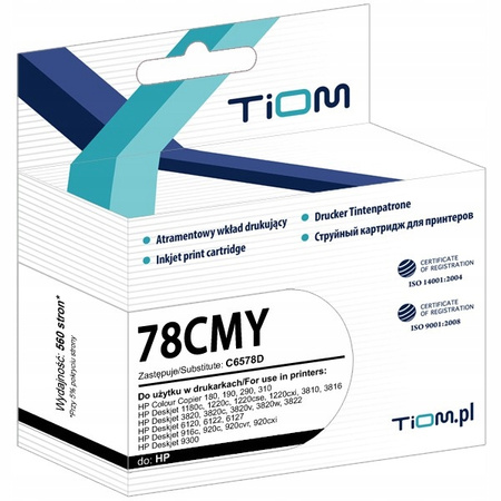 Tusz Tiom do HP 78CMY C6578D CC 180 PSC 950 kolorowy