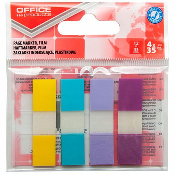 ZAKŁADKI INDEKSUJĄCE FOLIOWE 12X43MM, 4X35 KARTEK MIX KOLORÓW
