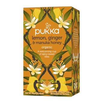 Herbata PUKKA Cytryna Imbir i Miód Manuka Bio 20 torebek wspiera odporność