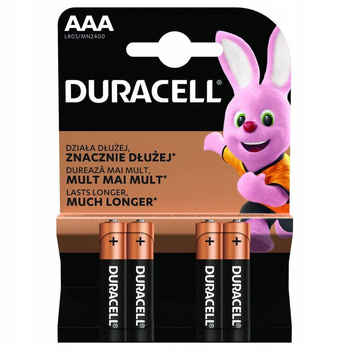 Baterie alkaliczne Duracell Basic LR03 AAA, 4 sztuki