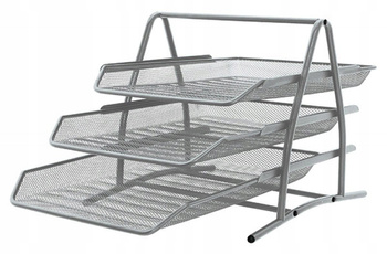 SZUFLADY NA DOKUMENTY, 3 PÓŁKI, METALOWA PÓŁKA A4, SREBRNA