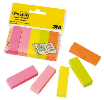 ZAKŁADKI INDEKSUJACE, ZNACZNIKI POST-IT 15X50MM, 5X100 KARTEK