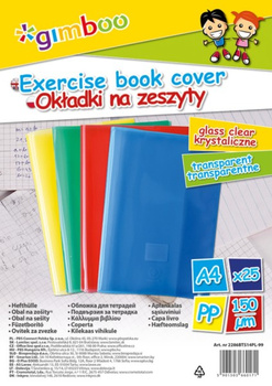 Okładka na książkę, na zeszyt A4 krystaliczna, GIMBOO, opakowanie 25 sztuk, mix kolorów