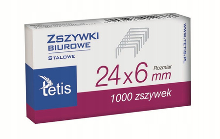 ZSZYWKI TETIS 24/6 STALOWE, MAŁE PUDEŁKO 1000SZT