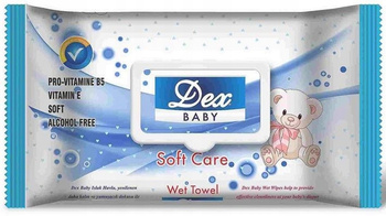 CHUSTECZKI NAWILŻANE DEX BABY Soft Care 72 SZT. NIEBIESKIE