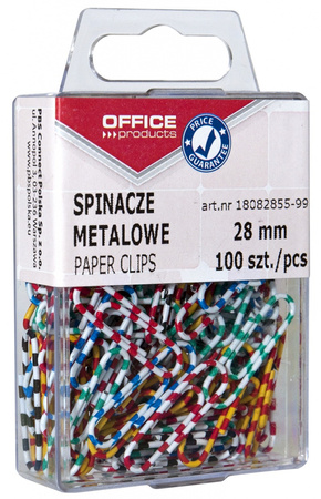 SPINACZE OFFICE PRODUCTS ZEBRA, 28MM, W PUDEŁKU, 100SZT., KOLOROWE