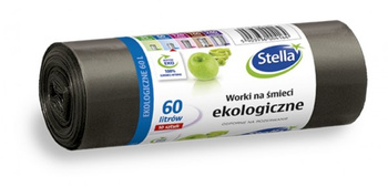 WORKI NA ŚMIECI STELLA, EKOLOGICZNE, 60 L, 10 SZT., CZARNE