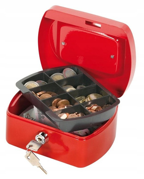 KASETKA NA PIENIĄDZE METALOWA, MAŁA, 155X75X120MM, CZERWONA
