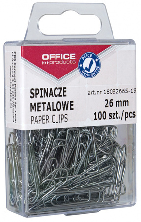 SPINACZE METALOWE OFFICE PRODUCTS, 26MM, W PUDEŁKU