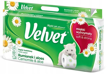 PAPIER TOALETOWY CELULOZOWY VELVET RUMIANEK I ALOES OPAK 8 SZT