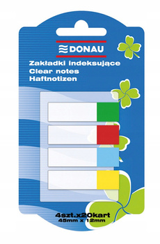 ZAKŁADKI INDEKSUJĄCE DONAU PP 12X45MM, 4X20 KARTEK