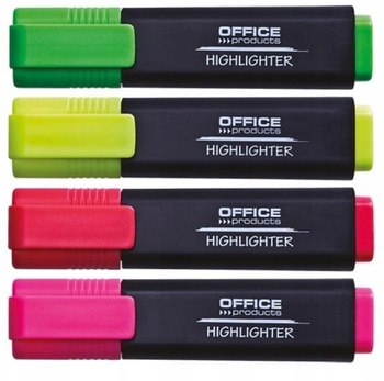 ZAKREŚLACZ FLUORESCENCYJNY OFFICE PRODUCTS, 1-5MM, 4 KOLORY