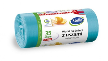 WORKI NA ŚMIECI STELLA, Z USZAMI, 35 L, 30 SZT. TURKUSOWE