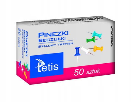 PINEZKI BECZUŁKI TETIS, 50SZT., MIX KOLORÓW