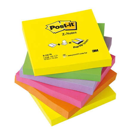 KARTECZKI SAMOPRZYLEPNE POST-IT Z-NOTES 76X76MM, 6 KOLORÓW