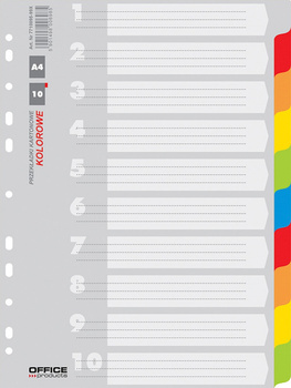 PRZEKŁADKI OFFICE PRODUCTS, KARTON, A4, 227X297MM, 1-10 SZT