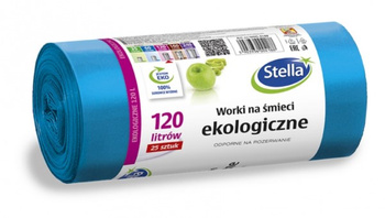 WORKI NA ŚMIECI STELLA, EKOLOGICZNE, 120 L, 25 SZT., NIEBIESKIE