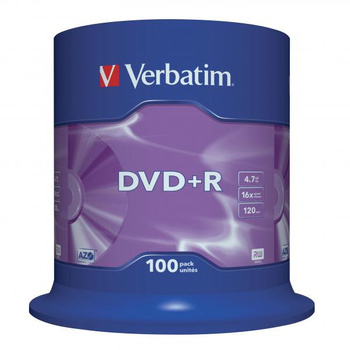 PŁYTA VERBATIM DVD+R AZO, 4,7GB, PRĘDKOŚĆ 16X, CAKE 100 SZT.