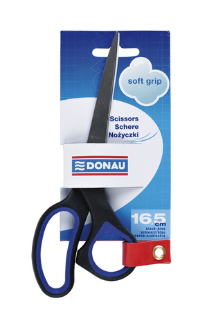 Donau Soft Grip nożyczki biurowe 16,5 cm czarno-niebieskie