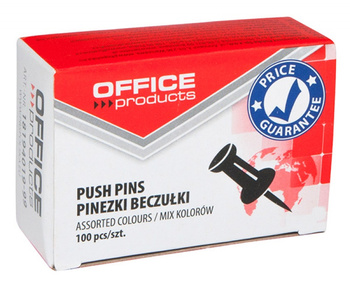 PINEZKI BECZUŁKI OFFICE PRODUCTS, 100SZT., MIX KOL