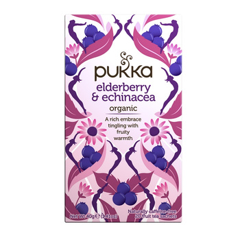 Herbata Pukka Czarny Bez i Echinacea Bio Ziołowy Napar Wzmacniający 20 Torebek
