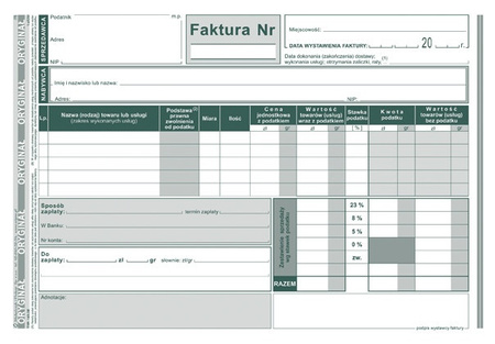 DRUK FAKTURA VAT A5 /1+1/ WZÓR PEŁNY OD BRUTTO, 143-3E