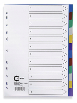 PRZEKŁADKI TAURUS DO SEGREGATORA PP A4 KOLOR 1-12