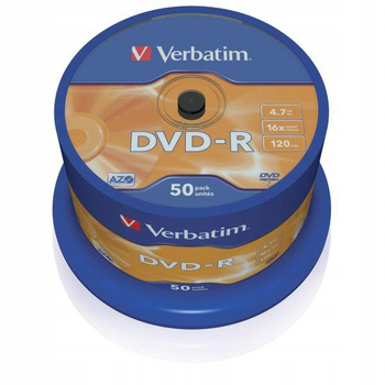 PŁYTA VERBATIM DVD-R AZO, 4,7GB, PRĘDKOŚĆ 16X, CAKE 50 SZT