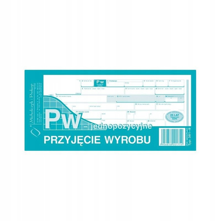 DRUK PRZYJĘCIE WYROBU PW JEDNOPOZYCYJNE, 381-8