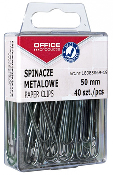 SPINACZE METALOWE OFFICE PRODUCTS, GŁADKIE, 50MM, W PUDEŁKU 40 SZT