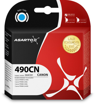 Tusz Asarto do Canon GI-490C 0664C001 PIXMA 2400 G4400 niebieski