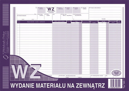 DRUK WZ A4 WYDANIE MATERIAŁU NA ZEWNĄTRZ, 385-1