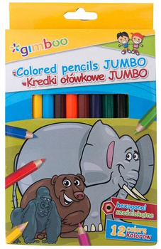 KREDKI OŁÓWKOWE GIMBOO JUMBO, SZEŚCIOKĄTNE, 12SZT.