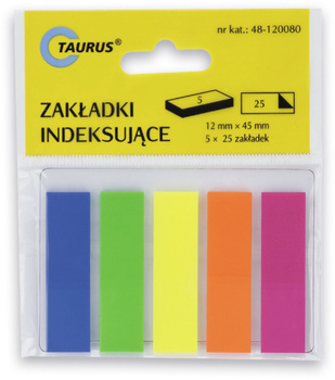 ZAKŁADKI INDEKSUJĄCE TAURUS FOLIA PP 12X45MM 5X225 KARTEK