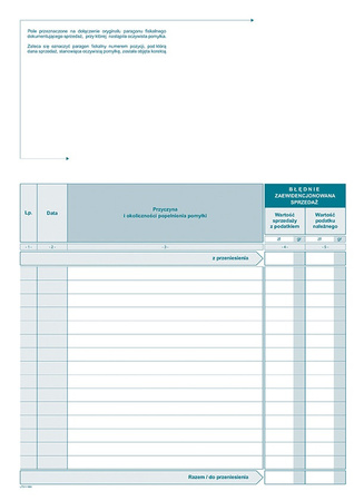 VU-73U druk ewidencja VAT oczywistych pomyłek A4 blok 50 kartek