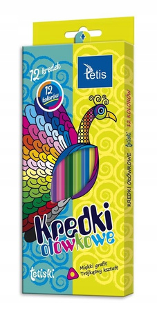Kredki ołówkowe trójkątne Tetiski 12 kolorów miękki grafit