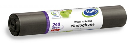 WORKI NA ŚMIECI STELLA, EKOLOGICZNE, 240 L, 5 SZT., CZARNE