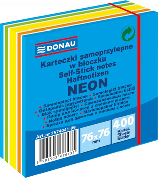 KARTECZKI SAMOPRZYLEPNE KOSTKA 76X76MM NEON 400 KARTEK