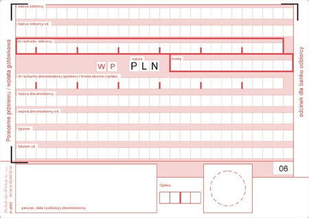 DRUK POLECENIE PRZELEWU A6, 4 ODCINKOWY, 445-5M