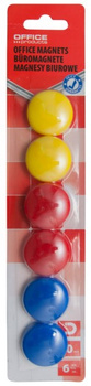 MAGNES, MAGNESY DO TABLIC, NA LODÓWKĘ OKRĄGŁE, 30MM, 6SZT., MIX KOLORÓW