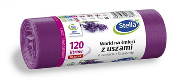 WORKI NA ŚMIECI Z USZAMI STELLA, ZAPACH LAWENDY, 120 L, 10 SZT., LAWENDOWY