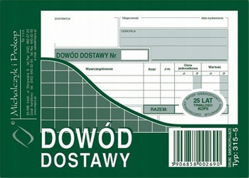 DRUK DOWÓD DOSTAWY A6, 315-5