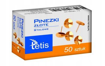 PINEZKI ZŁOTE STALOWE, TETIS, 50 SZTUK