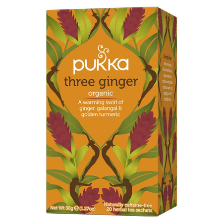Herbata ziołowa PUKKA Three Ginger ekologiczna imbir kurkuma 20 torebek