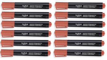 MARKER PERMANENTNY TAURUS CZERWONY 12 SZTUK