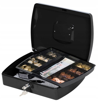 Q-Connect kasetka na pieniądze ekstra duża 240×295×90 mm czarna