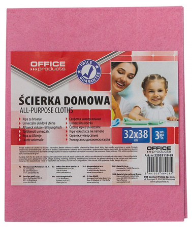 ŚCIERKA DOMOWA OFFICE PRODUCTS, 32X38CM, 3SZT.