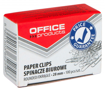 SPINACZE OKRĄGŁE OFFICE PRODUCTS, 28MM, 100SZT., SREBRNE