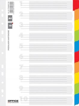 PRZEKŁADKI OFFICE PRODUCTS, KARTON, A4, 227X297MM,1-10